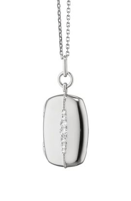 Monica Rich Kosann Monica Rich Kosann Slim White Sapphire Rectangle Locket Necklace