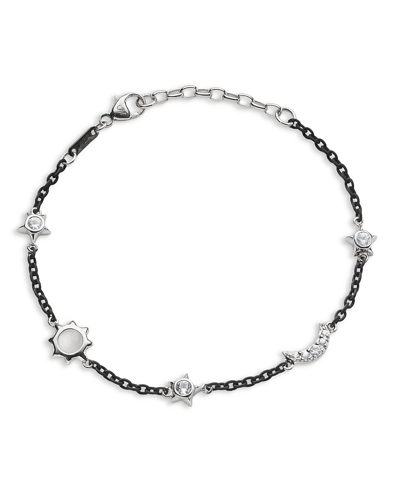 Monica Rich Kosann Monica Rich Kosann Sterling Silver & Black Steel White Sapphire & Moonstone Bracelet