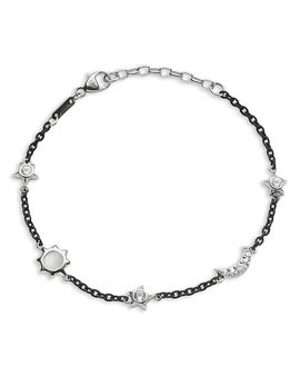 Monica Rich Kosann Monica Rich Kosann Sterling Silver & Black Steel White Sapphire & Moonstone Bracelet