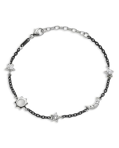 Monica Rich Kosann Monica Rich Kosann Sterling Silver & Black Steel White Sapphire & Moonstone Bracelet