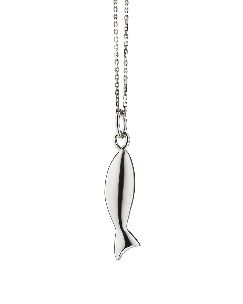 Monica Rich Kosann Monica Rich Kosann Sterling Silver Mini Perseverance Fish Charm Necklace, 18