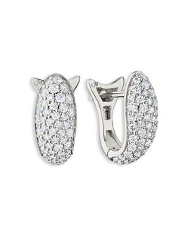 Monica Rich Kosann Monica Rich Kosann Sterling Silver Perseverance White Sapphire Pave Fish Hoop Earrings
