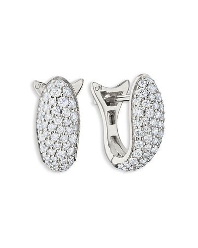 Monica Rich Kosann Monica Rich Kosann Sterling Silver Perseverance White Sapphire Pave Fish Hoop Earrings