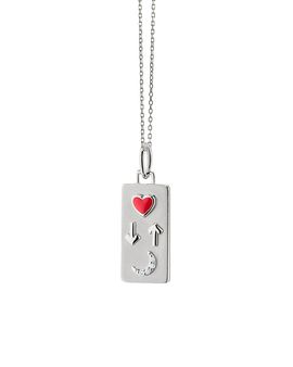 Monica Rich Kosann Monica Rich Kosann Sterling Silver Sun Moon & Stars White Sapphire & Red Enamel To the Moon and Back Tag Pendant Necklace, 16-18