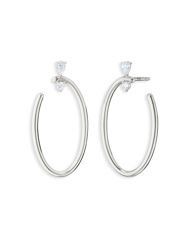 Monica Rich Kosann Monica Rich Kosann Sterling Silver Sun Moon & Stars White Sapphire Galaxy Oval Wrap Hoop Earrings