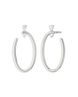 Monica Rich Kosann Monica Rich Kosann Sterling Silver Sun Moon & Stars White Sapphire Galaxy Oval Wrap Hoop Earrings
