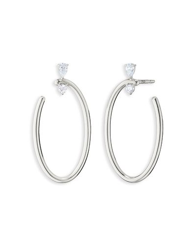 Monica Rich Kosann Monica Rich Kosann Sterling Silver Sun Moon & Stars White Sapphire Galaxy Oval Wrap Hoop Earrings