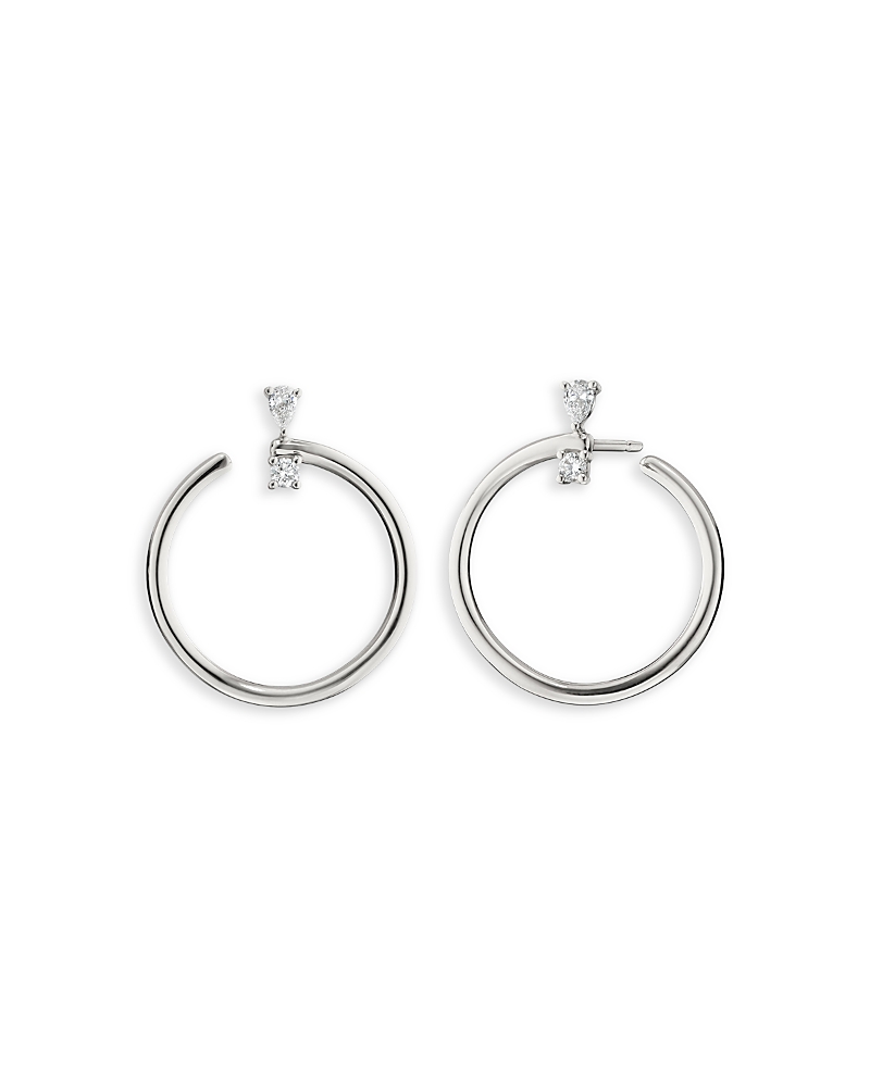 Monica Rich Kosann Monica Rich Kosann Sterling Silver Sun Moon & Stars White Sapphire Galaxy Wrap Hoop Earrings
