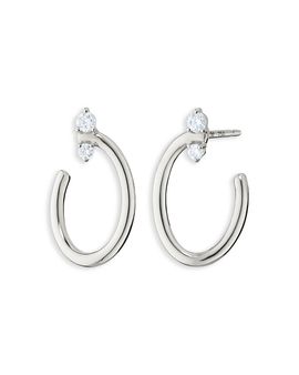 Monica Rich Kosann Monica Rich Kosann Sterling Silver Sun Moon & Stars White Sapphire Galaxy Wrap Oval Hoop Earrings