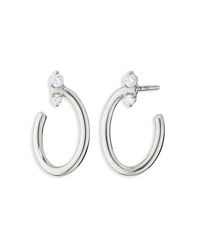 Monica Rich Kosann Monica Rich Kosann Sterling Silver Sun Moon & Stars White Sapphire Galaxy Wrap Oval Hoop Earrings