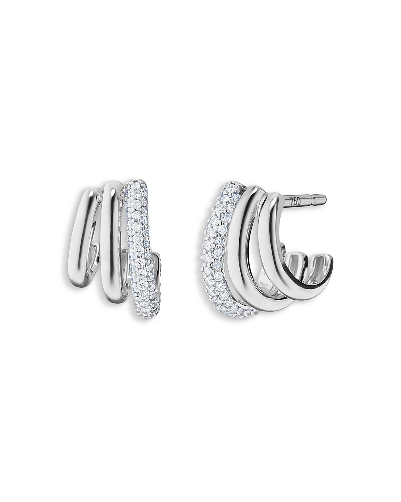 Monica Rich Kosann Monica Rich Kosann Sterling Silver Sun Moon & Stars White Sapphire Pave Saturn Hoop Earrings