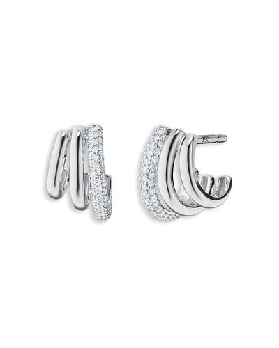 Monica Rich Kosann Monica Rich Kosann Sterling Silver Sun Moon & Stars White Sapphire Pave Saturn Hoop Earrings