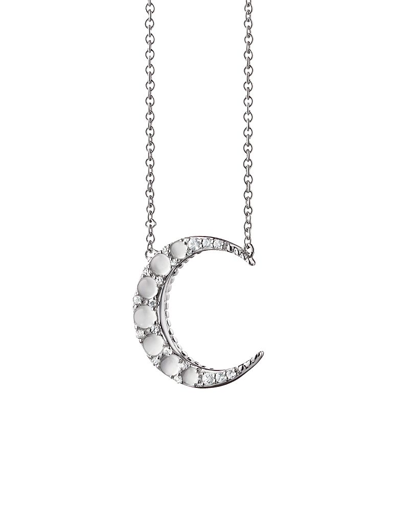 Monica Rich Kosann Monica Rich Kosann Sterling Silver White Sapphire & Moonstone Moon Necklace, 17