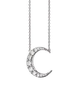 Monica Rich Kosann Monica Rich Kosann Sterling Silver White Sapphire & Moonstone Moon Necklace, 17