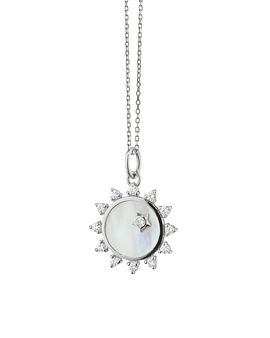 Monica Rich Kosann Monica Rich Kosann Sterling Silver White Sapphire & Mother of Pearl Happiness Sun Necklace, 18