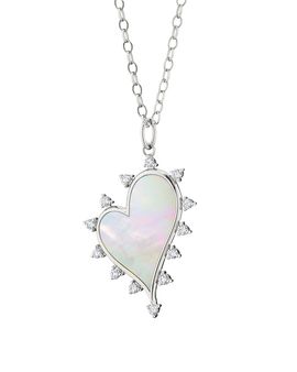 Monica Rich Kosann Monica Rich Kosann Sterling Silver White Sapphire & Mother of Pearl Love Heart Necklace, 17