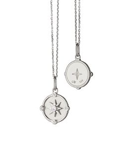 Monica Rich Kosann Monica Rich Kosann Sterling Silver White Sapphire Mini Adventure Compass Necklace, 18
