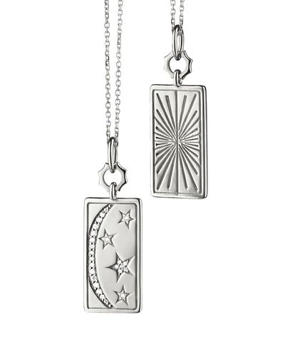 Monica Rich Kosann Monica Rich Kosann Sterling Silver White Sapphire Sun, Moon & Stars Medallion Necklace, 18