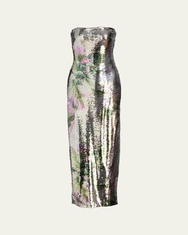 Monique Lhuillier - - Strapless Lace-Detailed Printed Mini Dress - Pink -  US 6 - Moda Operandi