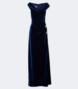 Monique Lhuillier Monique Lhuillier Embellished draped velvet gown