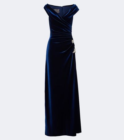 Monique Lhuillier Monique Lhuillier Embellished draped velvet gown