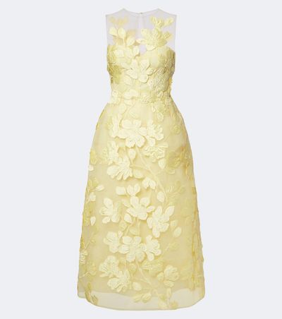 Monique Lhuillier Monique Lhuillier Floral tulle midi dress