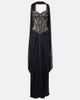 Monique Lhuillier Monique Lhuillier Scarf-detail draped lace gown - 1