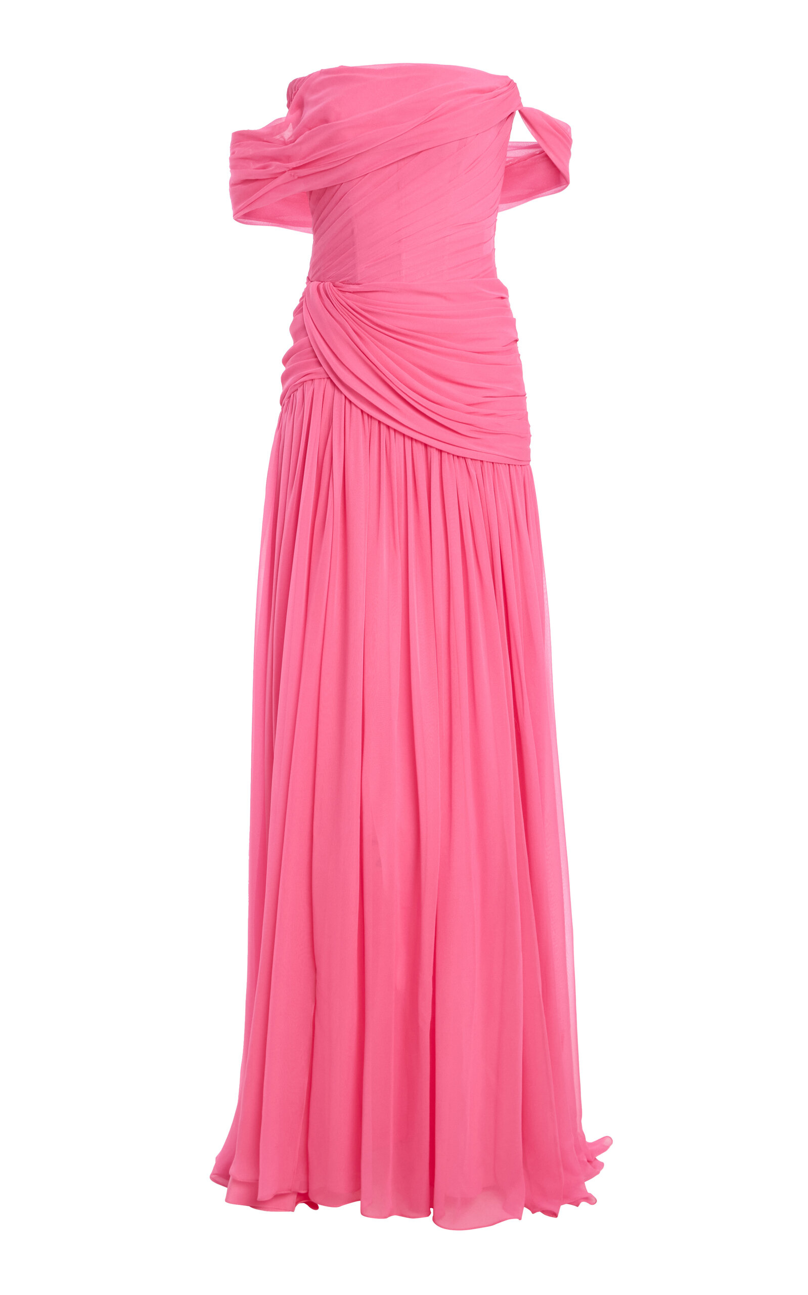 Monique Lhuillier Monique Lhuillier Silk Asymmetric OffTheShoulder Maxi Dress