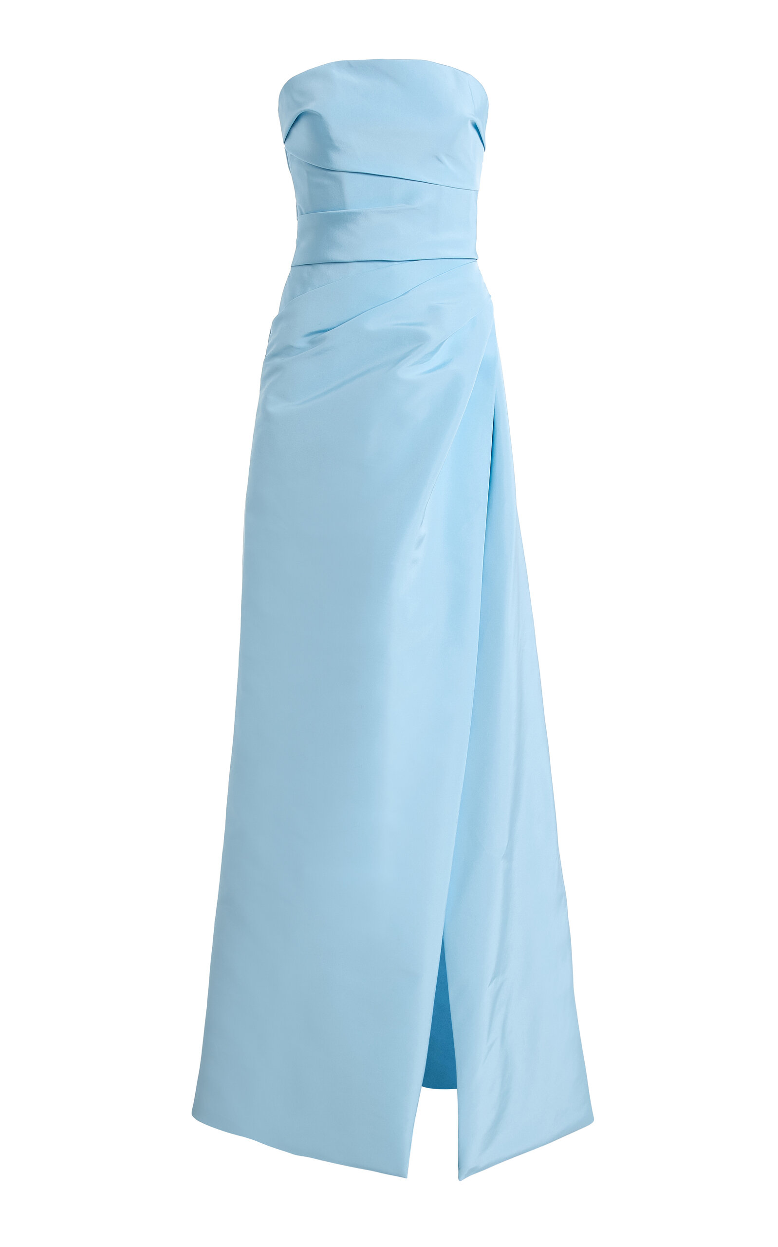 Monique Lhuillier Monique Lhuillier Silk Draped Strapless Midi Dress
