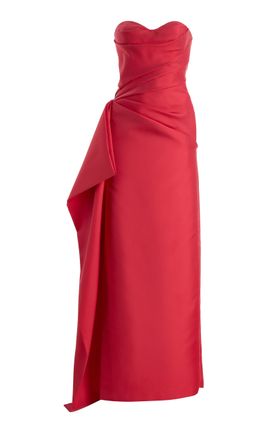 Monique Lhuillier Monique Lhuillier Strapless Draped Mikado Gown