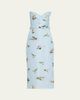 Monique Lhuillier Strapless Posie Print Silk Midi Cocktail Dress - 1