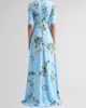 Monique Lhuillier Women's Floral Crêpe Short-Sleeve Gown - 3