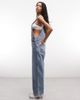 Monki Monki 90s denim wide leg overalls jumpsuit in light blue wash - 2