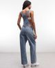 Monki Monki 90s denim wide leg overalls jumpsuit in light blue wash - 4
