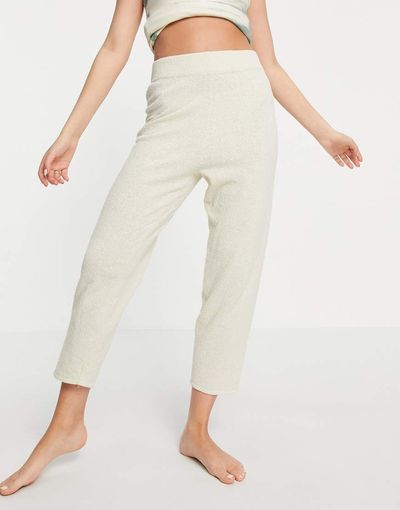 Monki Monki Ally knitted lounge pant in camel - BEIGE-Neutral