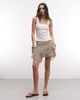 Monki Monki asymmetric chiffon mini skirt in brown and khaki floral-Green - 1