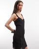 Monki Monki asymmetric ruffle chiffon mini dress in black - 2