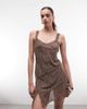 Monki Monki asymmetric ruffle chiffon mini dress in vintage brown floral - 1