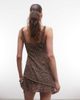 Monki Monki asymmetric ruffle chiffon mini dress in vintage brown floral - 4