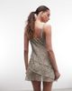 Monki Monki asymmetric ruffle chiffon mini dress in vintage khaki floral-Green - 4