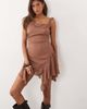 Monki Monki asymmetric ruffles chiffon mini dress in brown - 2