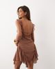 Monki Monki asymmetric ruffles chiffon mini dress in brown - 4
