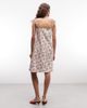 Monki Monki cotton tie shoulder split midi dress in peach floral-White - 2