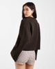 Monki Monki crew neck knit sweater with ribbed cuffs and hem detailing in dark chocolate brown - 3