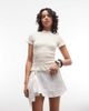 Monki Monki crinkle side tie mini skirt in white - 2