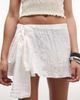 Monki Monki crinkle side tie mini skirt in white - 3