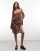 Monki Monki crochet festival knee skirt in metallic brown - 1