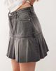 Monki Monki denim mini skirt with pleat hem in black wash - 2