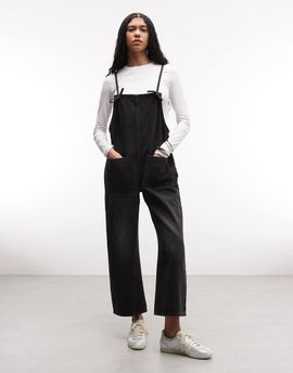 Monki Monki denim wide leg jumpsuit in black wash