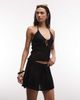 Monki Monki floral crochet beach mini skirt in black - 1